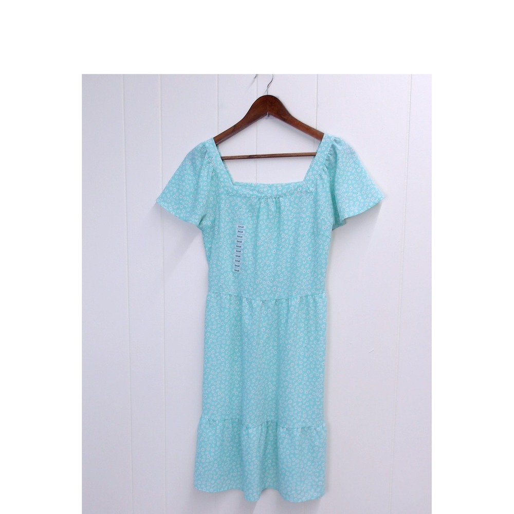 Monteau Green Floral Print Tiered Midi Dress‎ Casual Summer Sz S / #7280